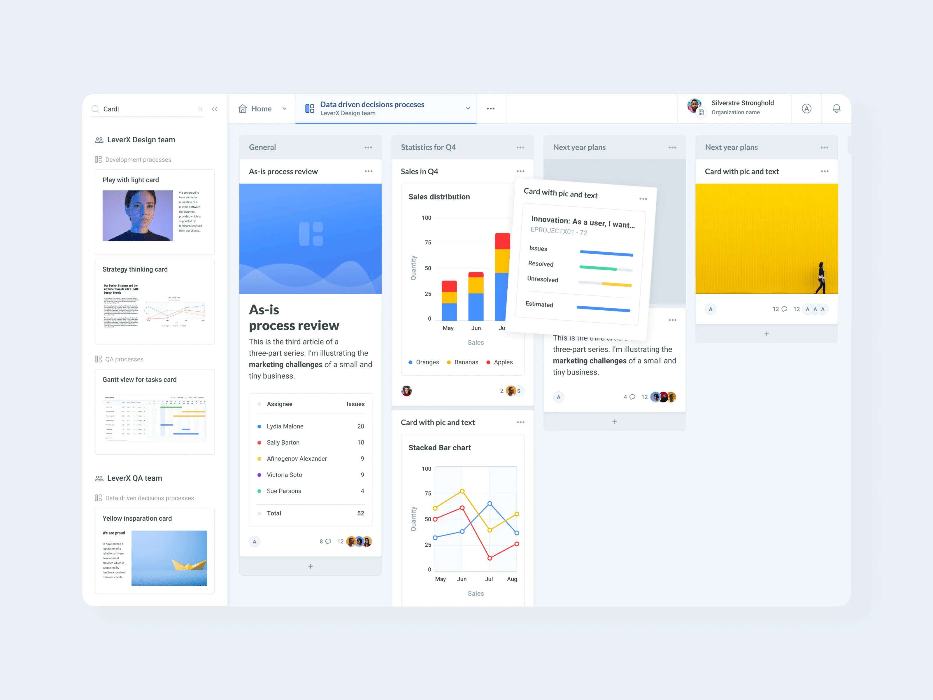 Praxie interface view of task and workflow planning